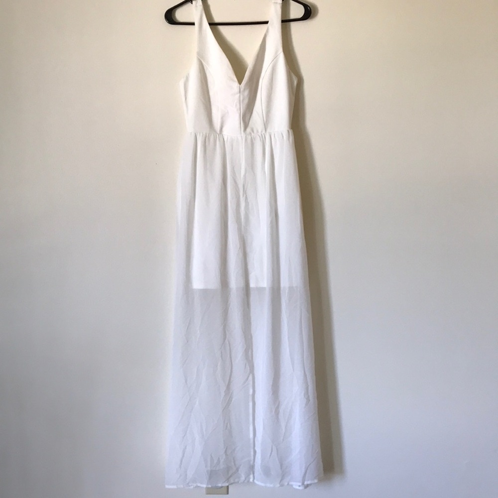 White dress with slit in front